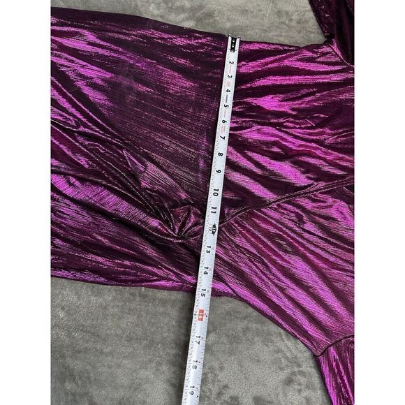 NWT LULU'S Retro Radiance Shiny Magenta Long Sleeve Tulip Mini Dress XL - Picture 6 of 10